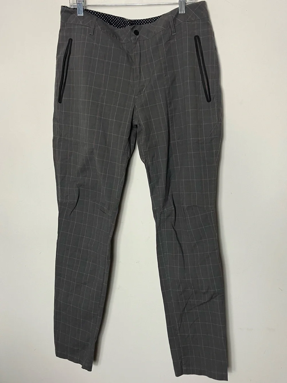lululemon ABC Chino Commission Pants Khaki Plaid Size 38